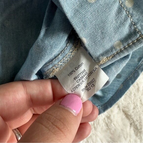 Madewell | Blue & White Polka-dot Chambray Button-Down Blouse | Size Small - Picture 10 of 12